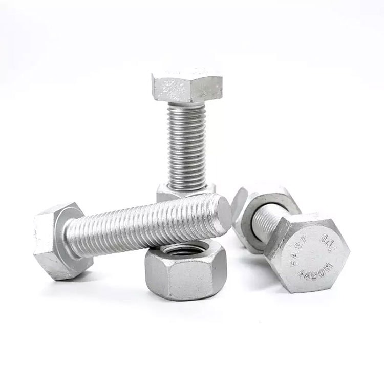 Steel hex bolts and nuts for fasteners and mechanical applications.
