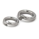 Stainless steel DIN 127 spring lock washers for secure fastening.