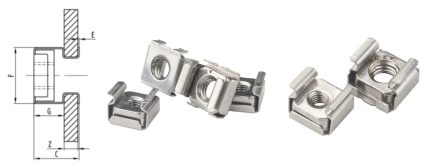 Square Cage Nut for secure mounting in equipment enclosures.