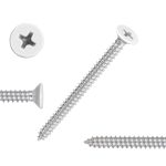Self tapping screw with flat head and Phillips drive for countersunk applications.