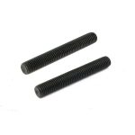 Two black stud bolts for industrial fastening applications.