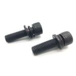 High-strength bolt with captive washer for secure fastening applications.