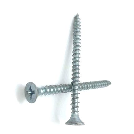 High-quality countersunk Pozi flat head screw for chipboard applications.