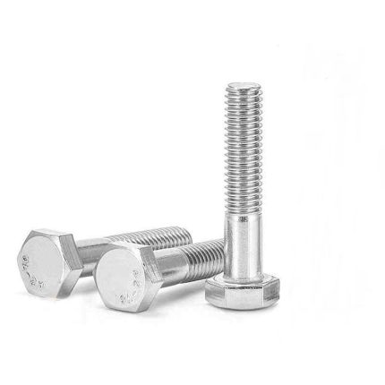 Hex bolt with partial threading for mechanical fastening.