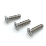 Phillips head flat screw for mechanical assembly.