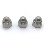 Self-locking domed cap nuts for secure fastening.