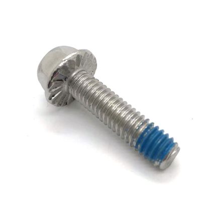 High-quality hexagon flange bolt with serrated surface for secure fastening. Ideal for mechanical an.