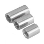 Metal round coupling nuts for mechanical connections, high-quality hardware components.