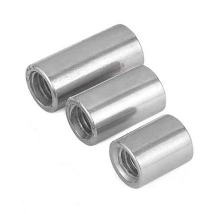 Metal round coupling nuts for mechanical connections, high-quality hardware components.