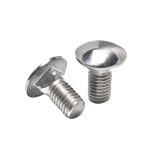Steel carriage bolt with mushroom head and square neck for secure fastening.