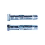 Corrosion-resistant sleeve anchor with hex bolt and washer for secure fastening.