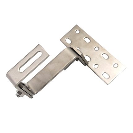 Adjustable roof hook for solar panel installation, durable metal construction.