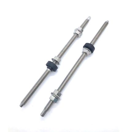 Stainless steel A2 solar hanger bolts for metal roofing and solar panel mounting.