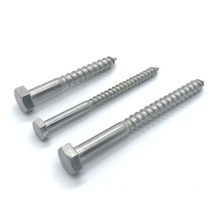 Hex head wood screw for woodworking and construction projects. Durable steel with zinc coating for c.