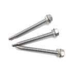 Hex head roofing screw for secure fastening in roofing applications.