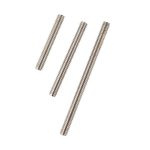 Three stainless steel DIN 975 thread rods of different lengths for mechanical use.