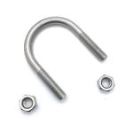U bolt with nuts for pipe fastening and support.