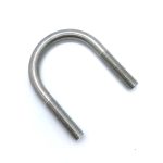 U Bolt with nuts and pipe clamp for secure piping and mechanical fastening.