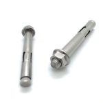 Anchor bolt with hex flange nut for secure fastening.