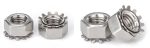 Lock nut with external tooth washer for secure fastening.