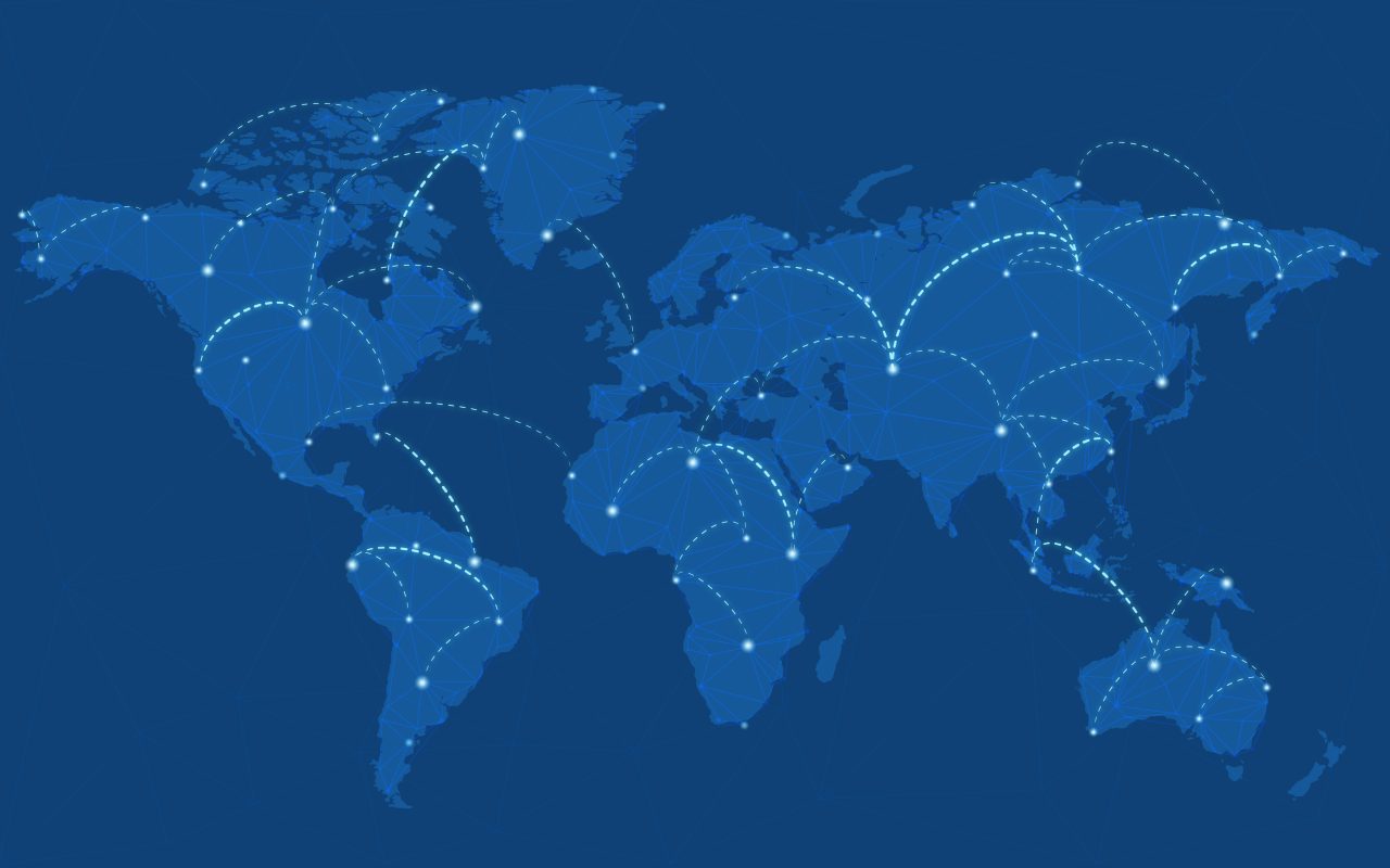 World map showing global markets connection for fastener and hardware distribution.