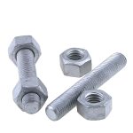 Steel hex bolts and nuts for mechanical and hardware applications.