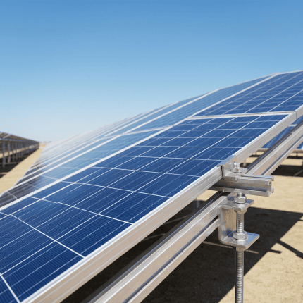 Solar panels installed on a sunny day for renewable energy generation.