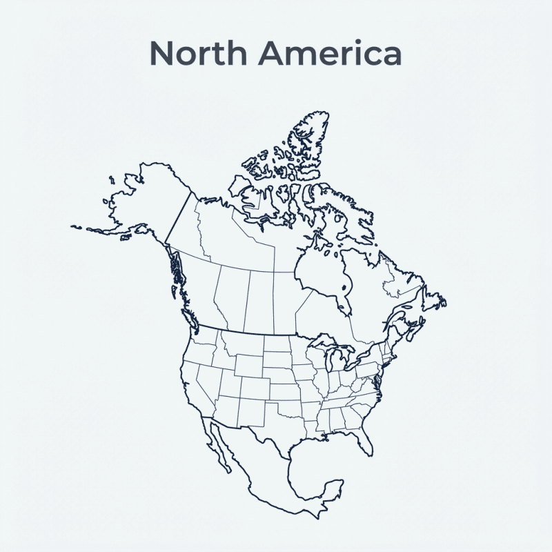 Map of North America highlighting key regions for fastener distribution.