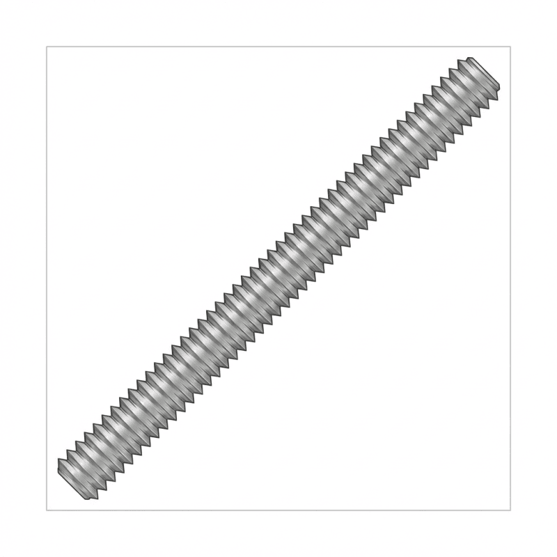 Threaded screw for mechanical assembly, stainless steel material.