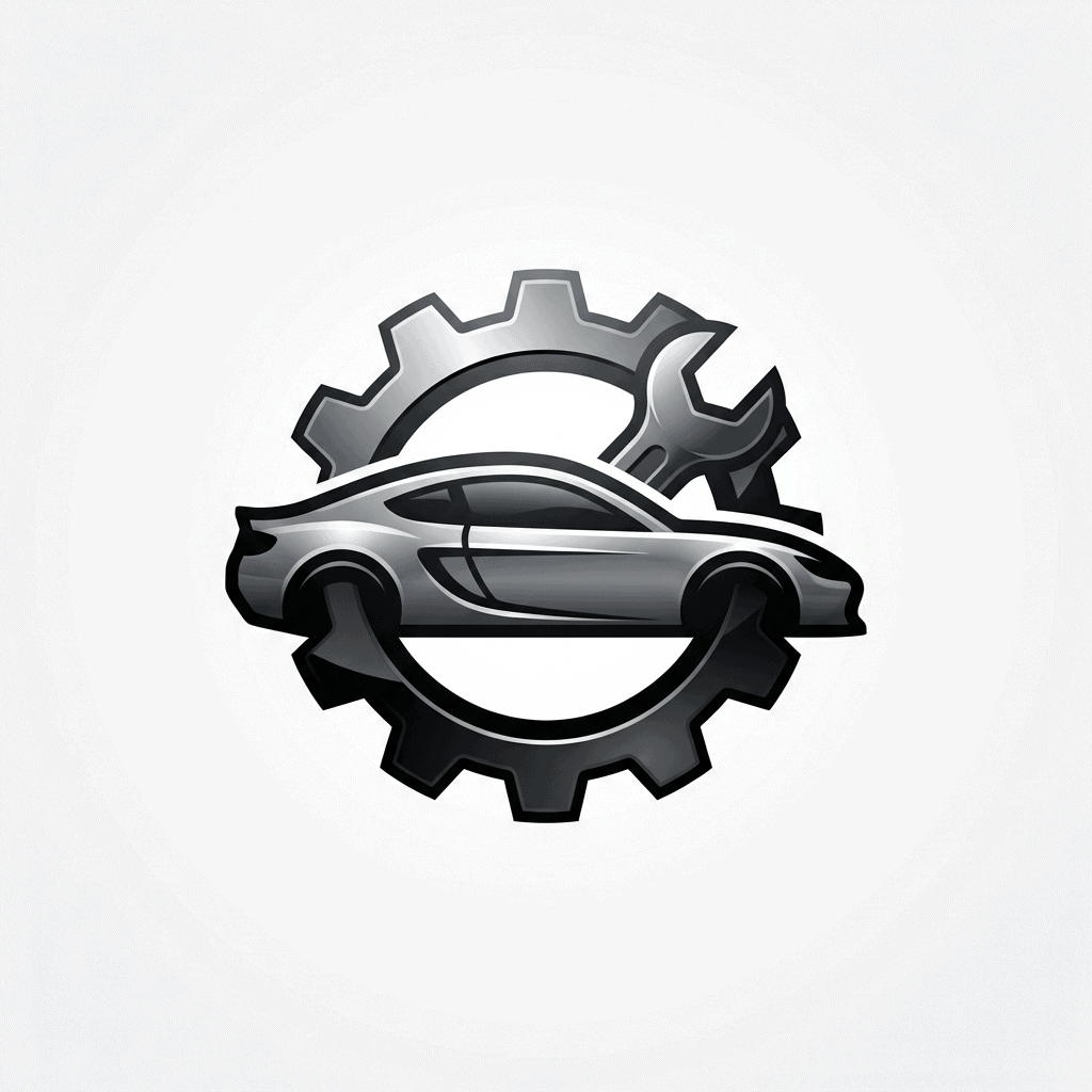 Automotive fasteners and mechanical parts with gear and wrench icons.