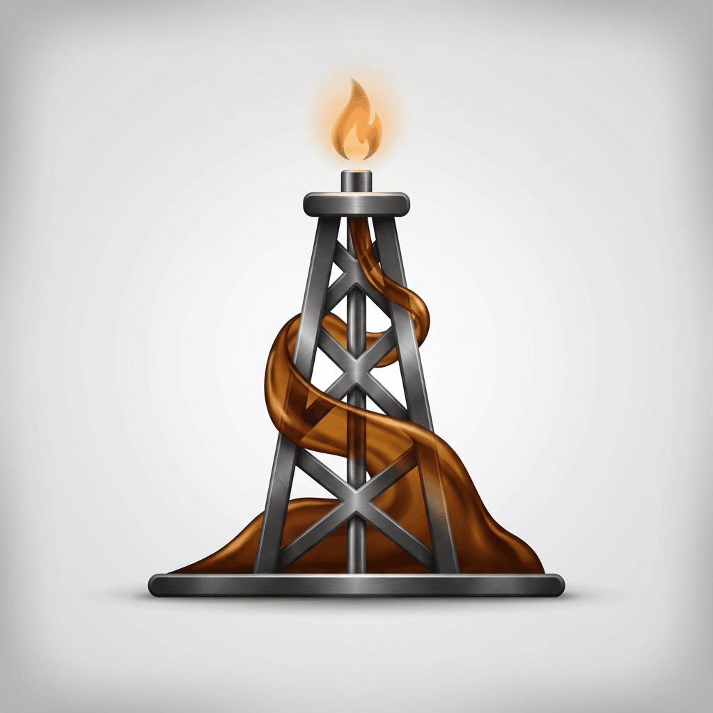 Oil lamp with a metallic base and a burning flame, symbolizing illumination and energy.