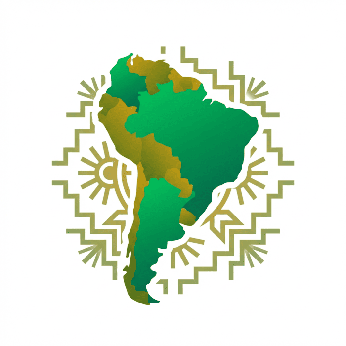 Map of South American markets with cultural patterns.
