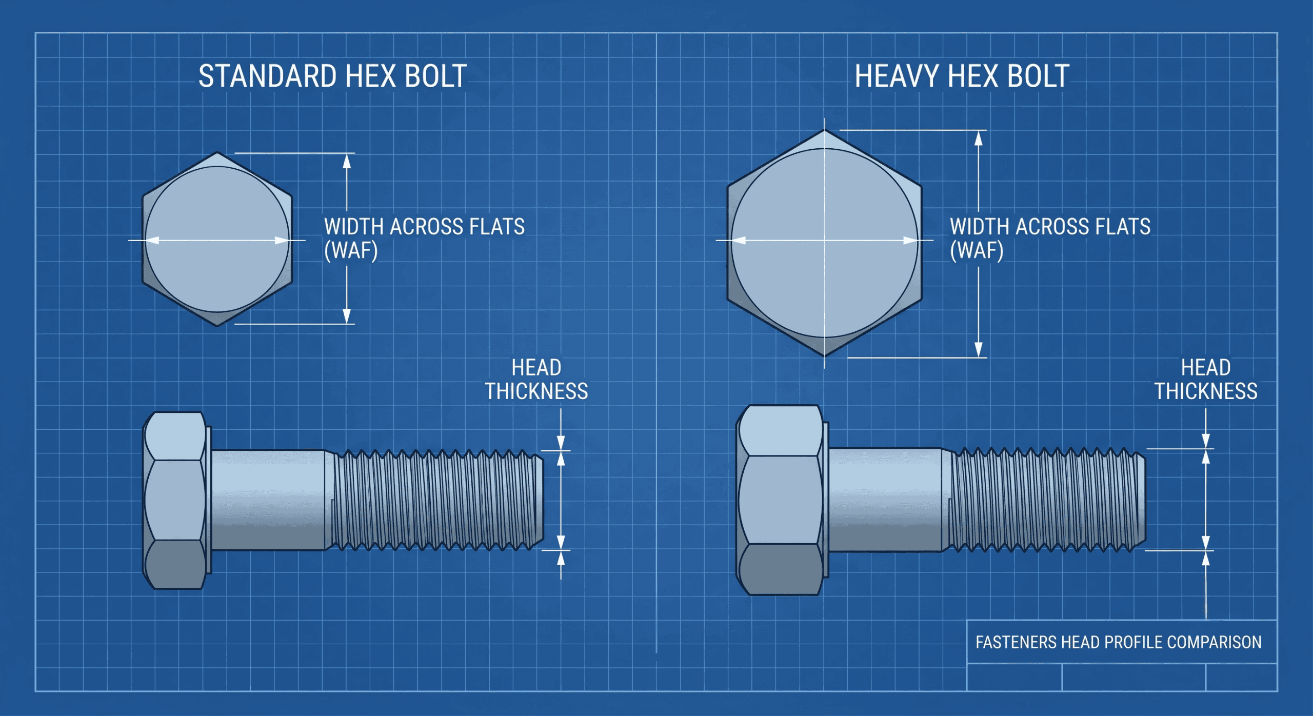 Heavy hex structural bolts and nuts used in steel construction