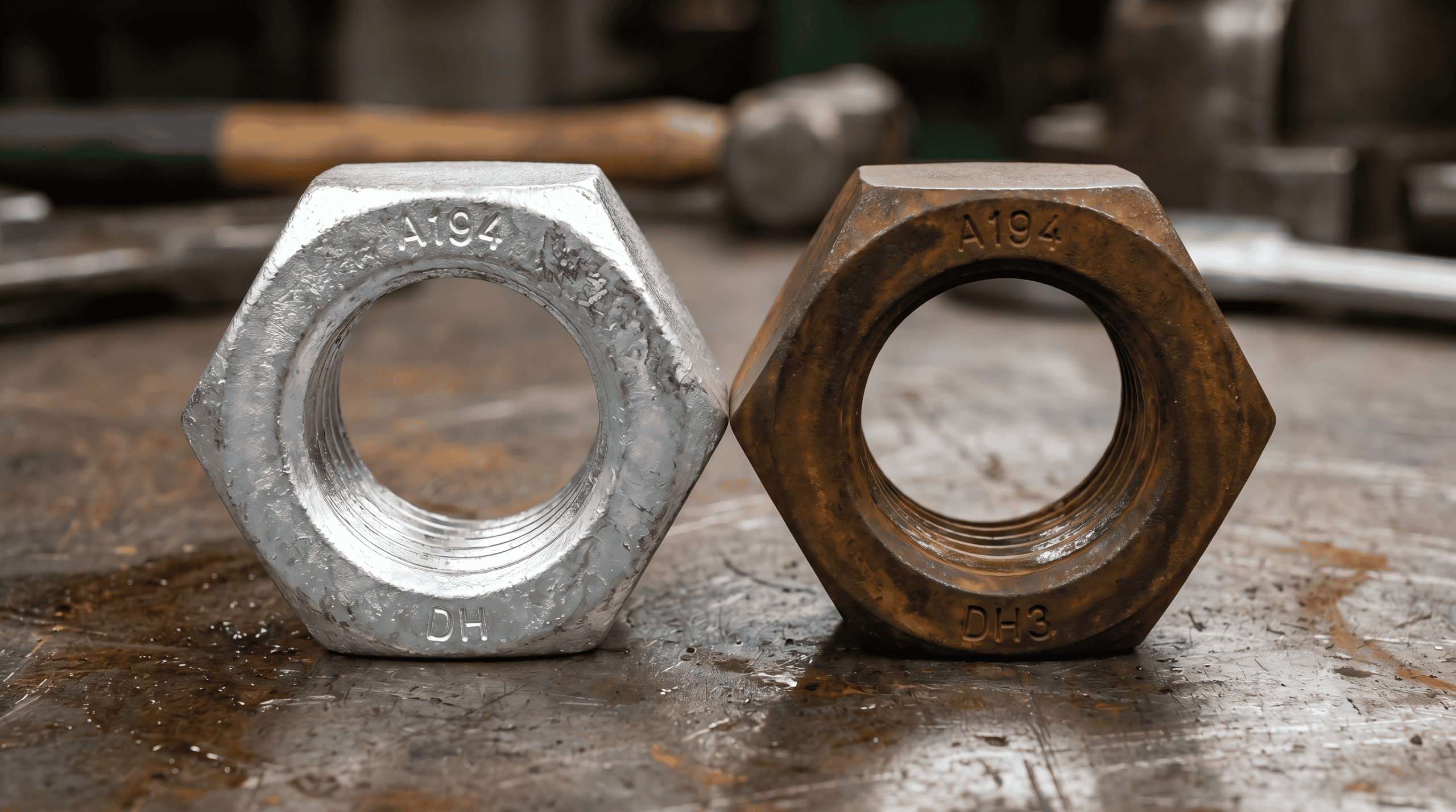 Heavy hex structural bolts and nuts used in steel construction