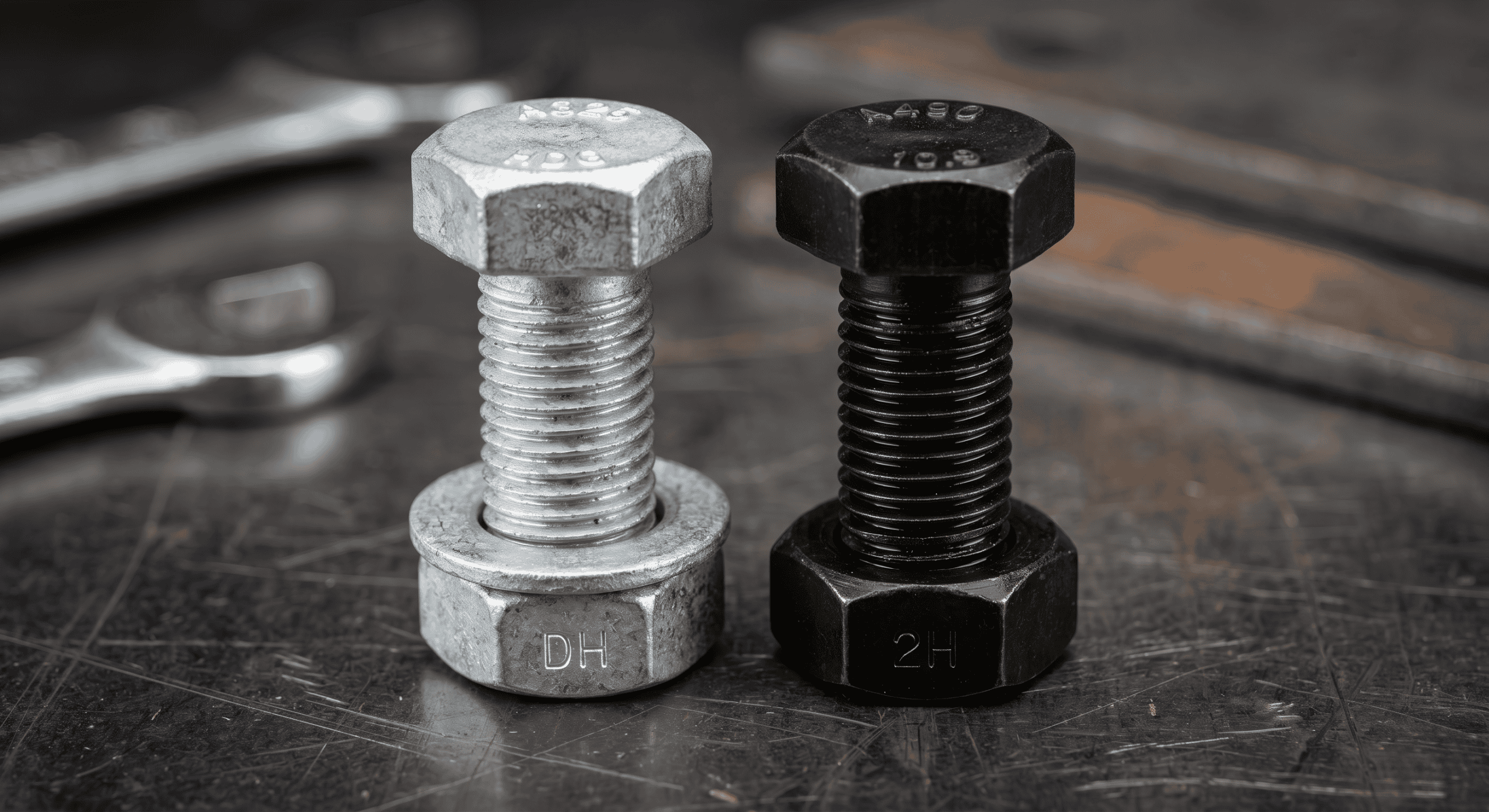 Heavy hex structural bolts and nuts used in steel construction