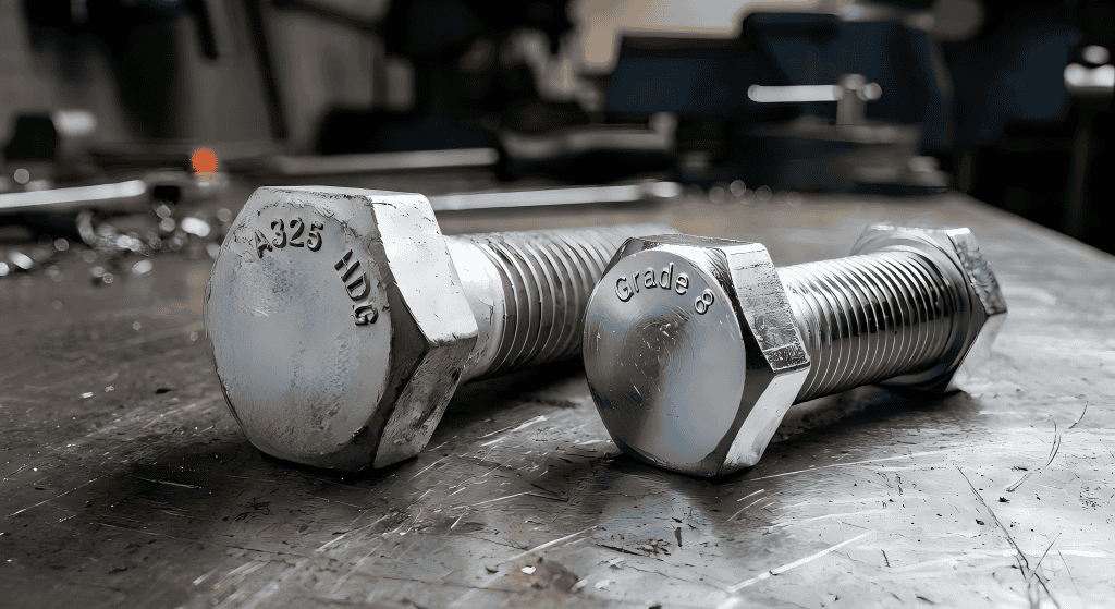 Heavy hex structural bolts and nuts used in steel construction