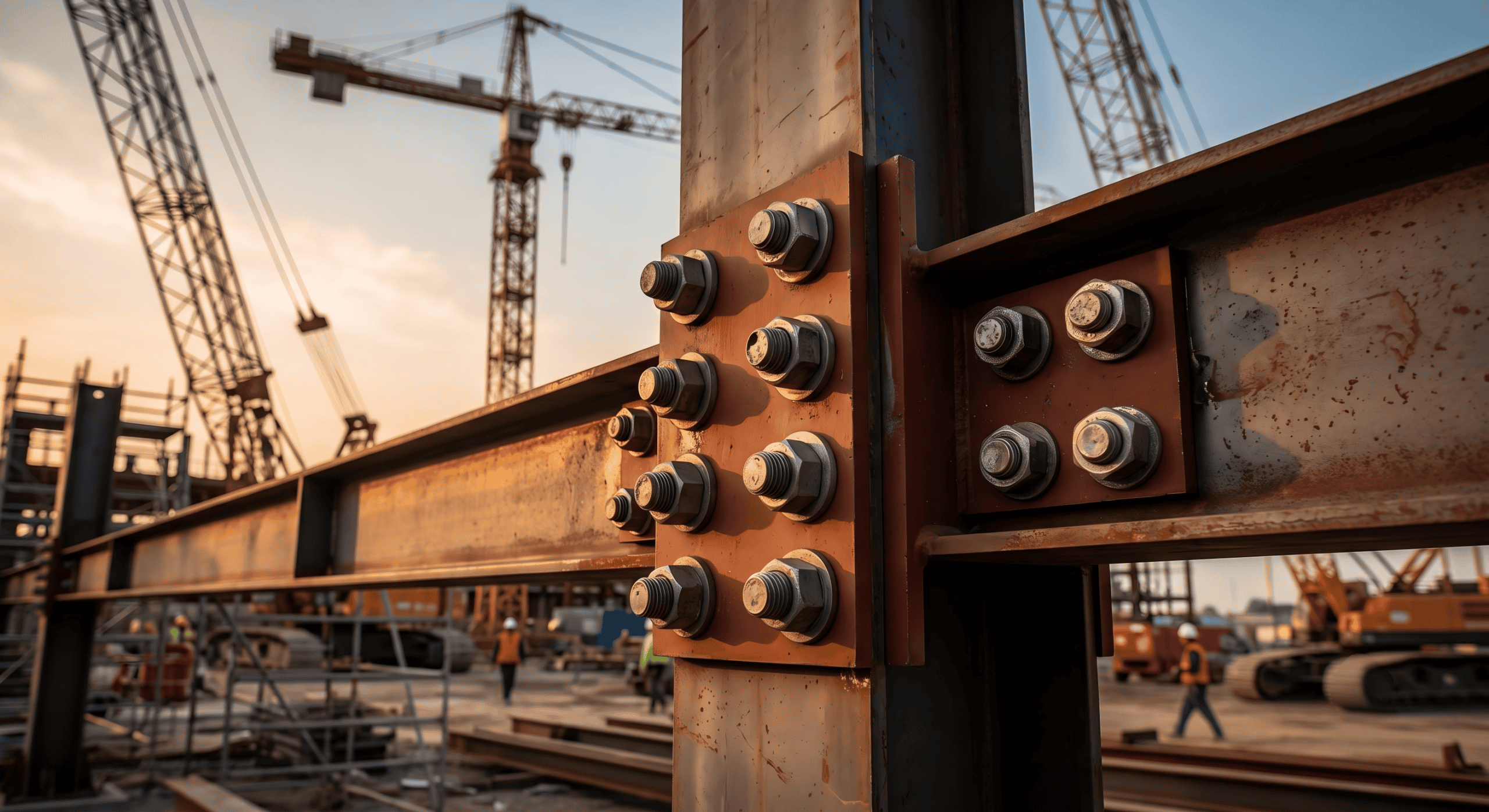 Heavy hex structural bolts and nuts used in steel construction